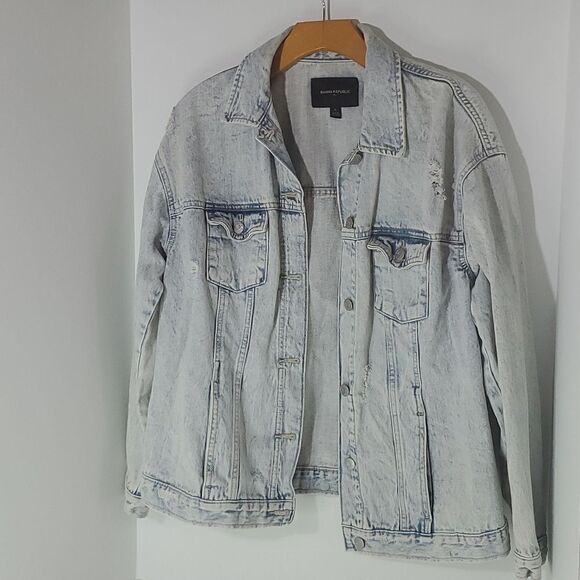 Banana Republic Distressed  Denim Jacket Light Wash Size Small - Picture 1 of 8